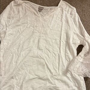 Chico's White Blouse with Lace Accents